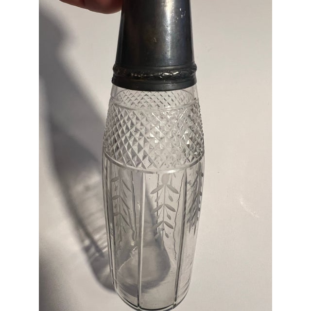 Transparent Vintage French Silver & Crystal Decanter / Cruet For Sale - Image 8 of 10