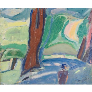 Erik Hoppe, Modernist Landscape from Søndermarken, 1930s, Oil on Canvas For Sale