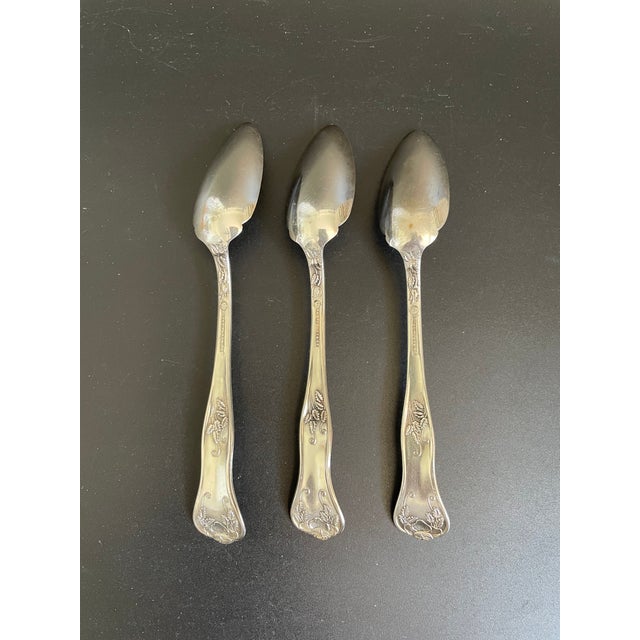 Victorian Lot of 3 Royal Plate Co Rosalie 1905 Silverplate Fruit Orange Spoons For Sale - Image 3 of 8