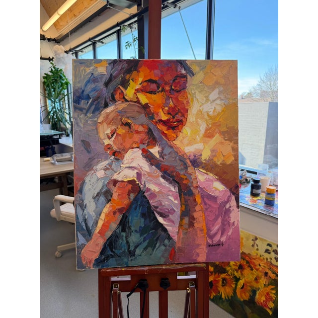 Figurative A Cradle of Quiet Solace, Impasto Oil Painting by Godfrey Afebuame (2025) For Sale - Image 3 of 6