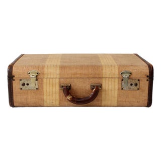 Vintage 1930s Canvas Suitcase For Sale