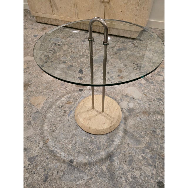 1980s Vico Magistretti Travertine Side Table by Cattelan Italia For Sale - Image 11 of 11