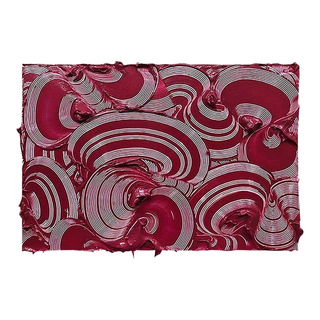 Splendid II, Textured Contemporary Painting, Magenta Strokes, Abstract, 2020 For Sale