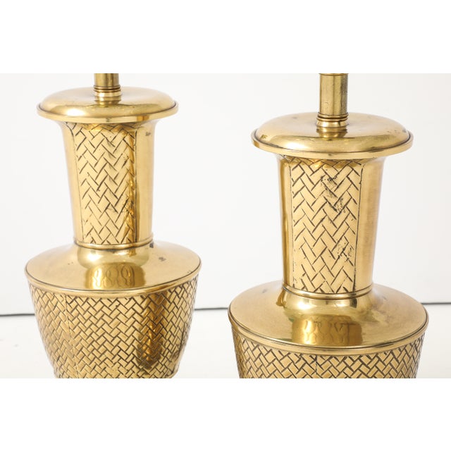 1980s Mid-Century Modern Frederick Cooper Brass Table Lamps - Pair For Sale In New York - Image 6 of 8