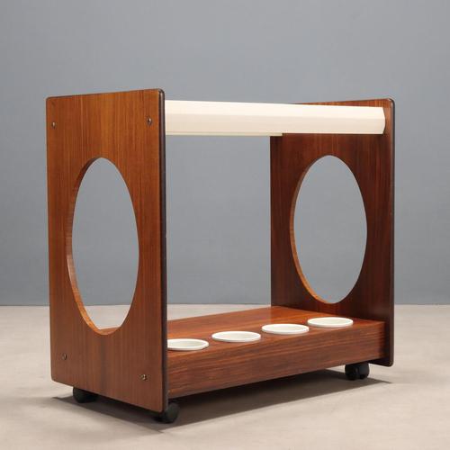 Vintage Kitchen Cart in Exotic Wood Veneer, 1960s For Sale - Image 9 of 10
