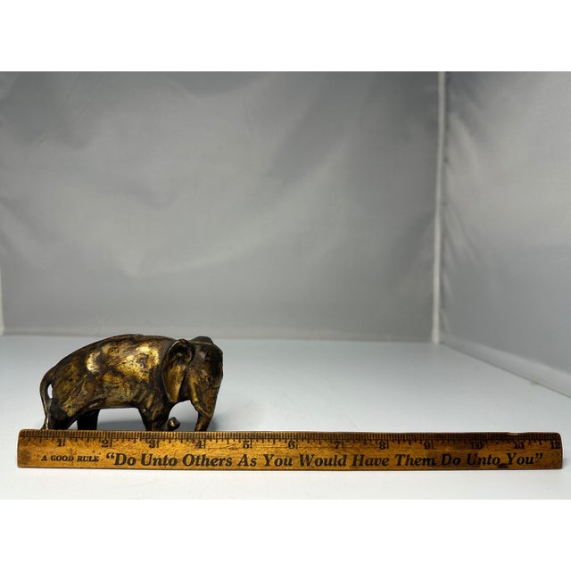 Vintage Arcade Cast Iron Elephant Still Bank: Gold Accent, c.1910-1932 For Sale - Image 10 of 10