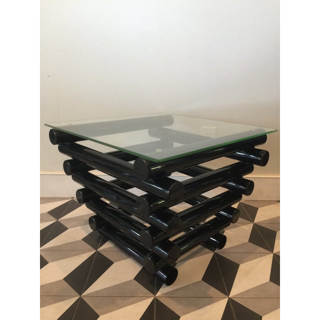 Art Deco Black Tubular Metal Tables With Glass Tops a Pair Chairish