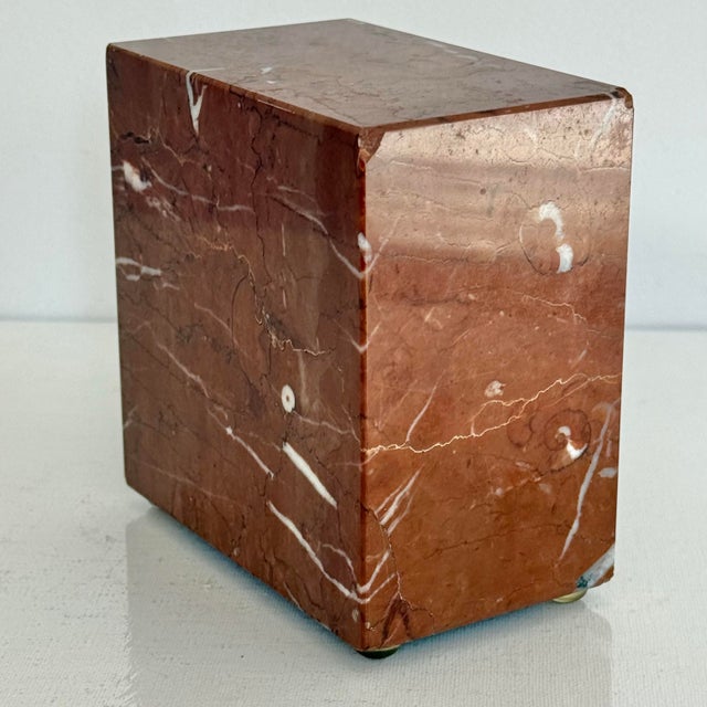 Brick Red Art Deco Revival Italian Rosso Verona Marble Bookend For Sale - Image 8 of 10