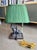 Wood Vintage Mario Buatta Frederick Cooper Bronze Bulldog Lamp Original Green Shade For Sale - Image 7 of 16