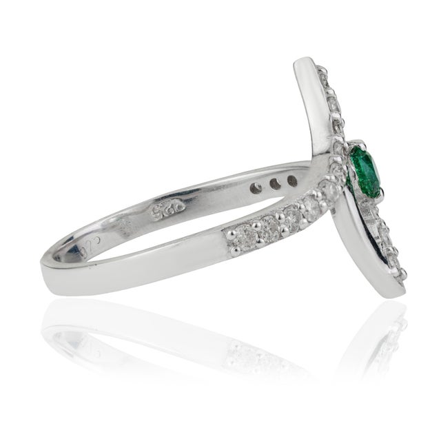 Not Yet Made - Made To Order Eye Motif Natural Emerald & Diamond Pavé Set Crossover Cocktail Ring Size 5 For Sale - Image 5 of 13