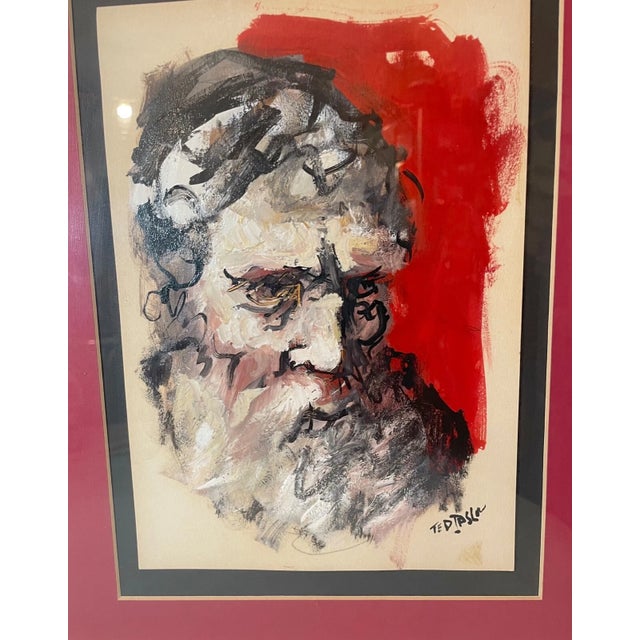 Vintage Original Ted Jaslow Bold Expressionist Rabbi, Judaica Oil Painting Art For Sale - Image 4 of 9