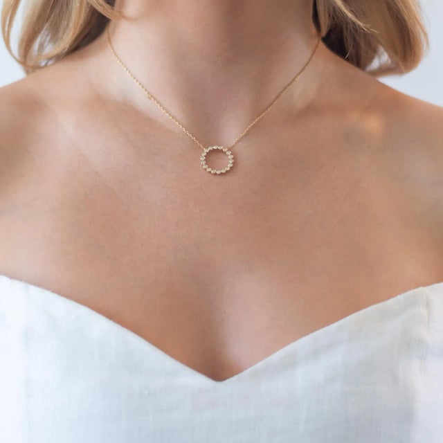 Modern Rocks With Soul Large Yellow Gold Bezel Set Diamond Circle For Sale - Image 3 of 7