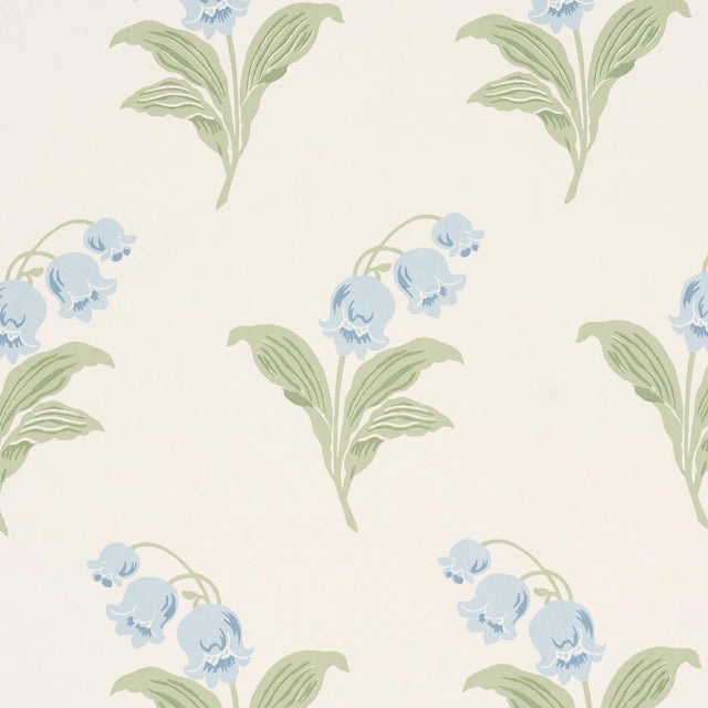 Contemporary SAMPLE - Schumacher Lily Of The Valley Wallpaper In Bluebell For Sale - Image 3 of 4