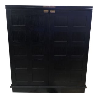 Crate and Barrel Steamer Bar Cabinet For Sale