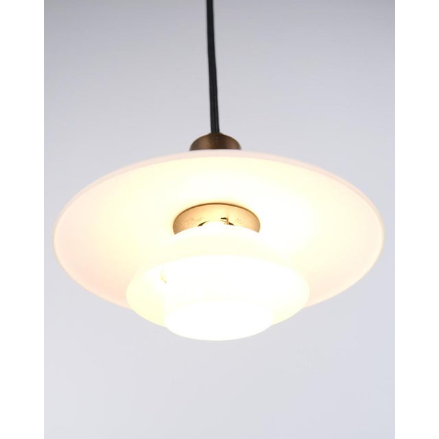 White Pendant Lamp in Burnished Brass and Opal Glass by Poul Henningsen for Louis Poulsen For Sale - Image 8 of 10