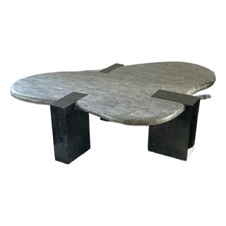 Late 20th Century Postmodern Maitland Smith Tessellated Stone Biomorphic Coffee Table For Sale
