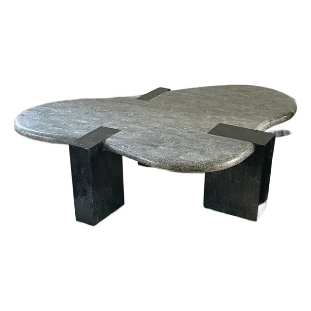 Late 20th Century Postmodern Maitland Smith Tessellated Stone Biomorphic Coffee Table For Sale