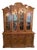 1960s Vintage Thomasville Spanish Revival Walnut Breakfront Lighted China Cabinet - 2 Pieces For Sale