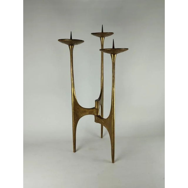 Bronzen sculptural floor candlesticks of timeless beauty, suitable for candles with a diameter of up to 9 cm. Weight: 8.75...