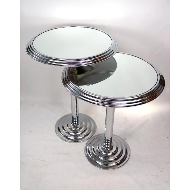 Art Deco Style Chrome & Mirror Accent Table 24" Tall For Sale In Louisville - Image 6 of 7