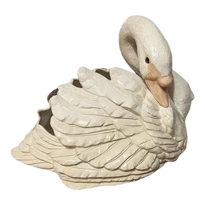 Large Vintage White Ceramic Swan Vase