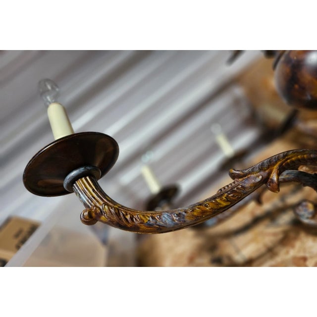Late 20th Century David Michael - Traditional 8 Candle Solid Bronze Casting Chandelier For Sale In Salt Lake City - Image 6 of 6