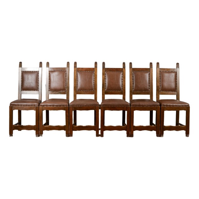 Wooden and Imitation Leather Folder Chairs, Set of 6 For Sale