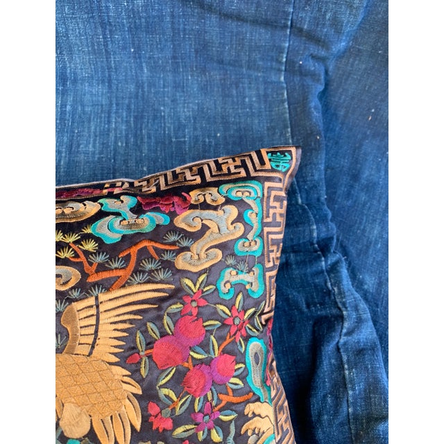 Textile Hollywood Regency Black, Turquoise & Gold Asian Chinoiserie Boudoir Pillow For Sale - Image 7 of 10