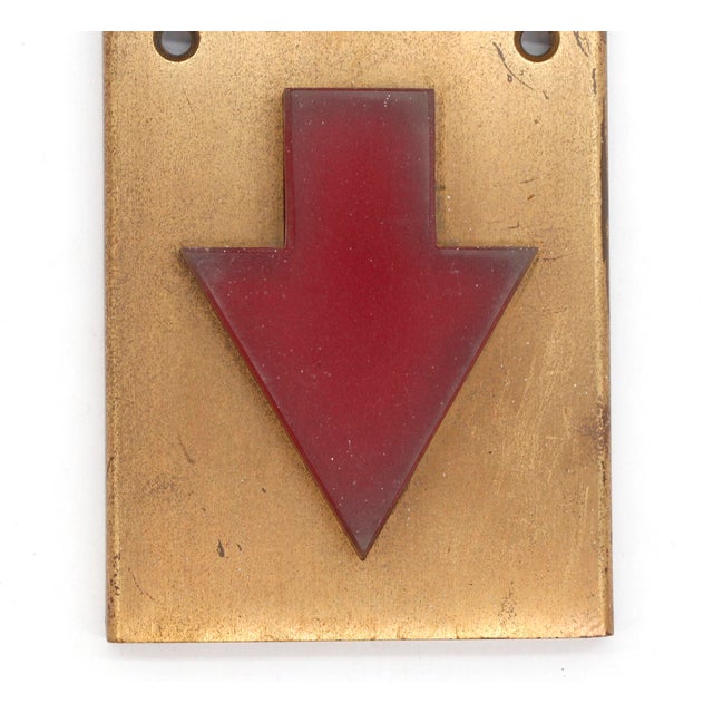 Traditional Reclaimed Red & Green Lucite Indicator Brass Elevator Plate For Sale - Image 3 of 4