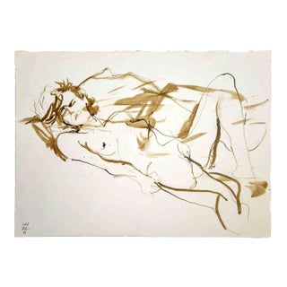 Leo Guida, Reclined Nude, Original Watercolor on Paper, 1970s For Sale