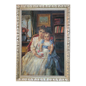 Vintage Oil Painting in Ornate Silver Frame