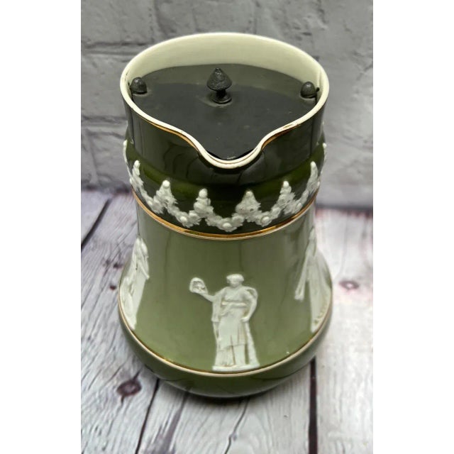 Late 19th Century 1890s W. & R. Carlton Ware Jasperware Style Jug With Pewter Lid For Sale - Image 5 of 8