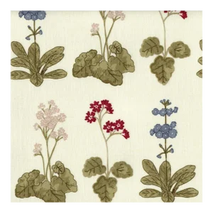 Lauren Servati Textiles, Primula Fabric in Red Blue Multi