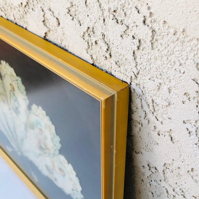 White Antique Framed Calendar Fan, Victorian Wedding Floral Illustrations For Sale - Image 8 of 10