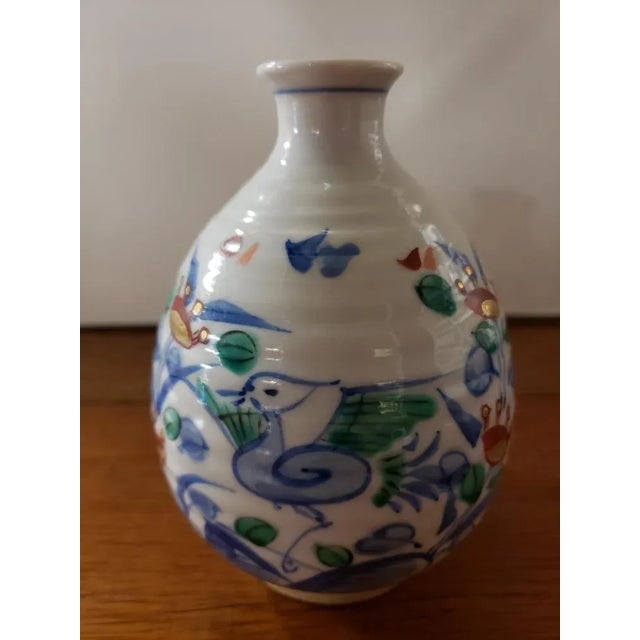 Japanese Circa 1970 Japanese Akae Style Ceramic Tokkuri Sake Carafe Bottle For Sale - Image 3 of 6