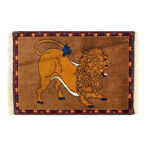 Pasargad Contemporary Handmade Persian Shiraz Pictorial Lion Throw Rug
