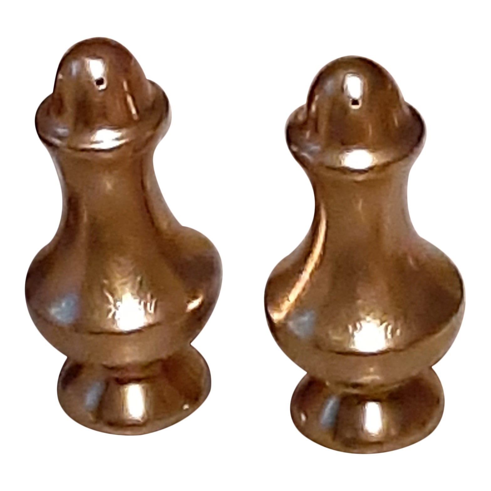 Early 20th Century French Pickard Gold Overlay Vintage Salt and Pepper