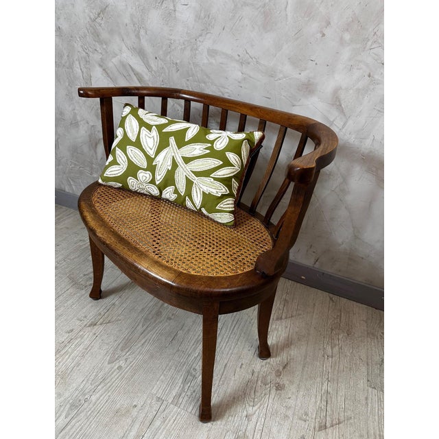 Brown Vintage Cane Armchair, 1940s For Sale - Image 8 of 12