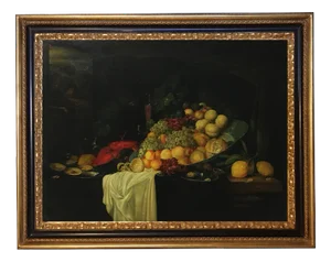 Giovanni Perna, Still Life Painting, Dutch School, Italy, Oil on Canvas, Framed