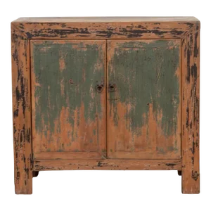 Vintage Teal & Black Asian Cabinet