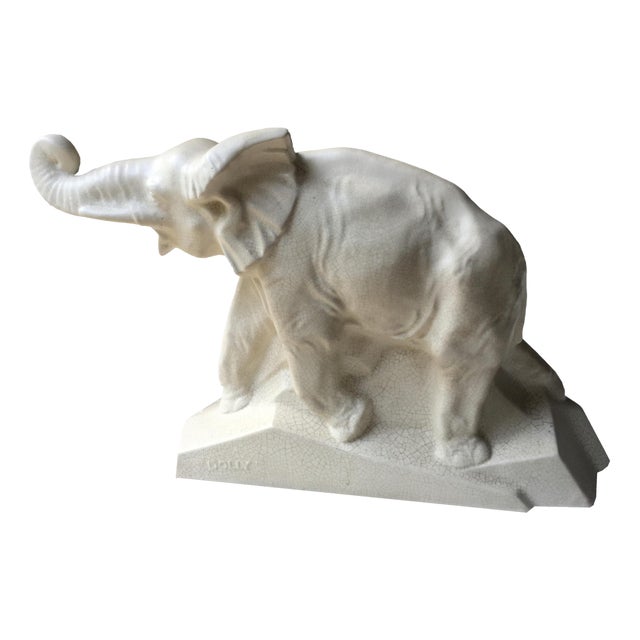 Art Deco Elephant in White For Sale