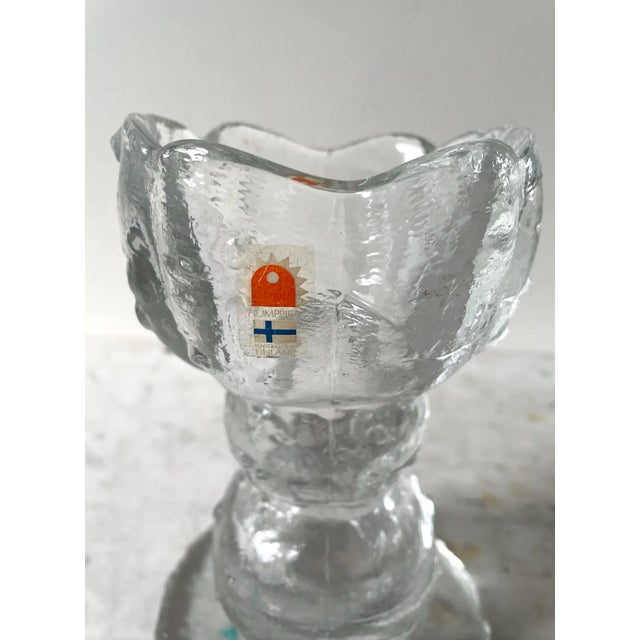 Vintage Pertti Santalahti Humppila Clear Glass Candle Holder. With original label. Pertti Santalahti (b. 1941) is a...