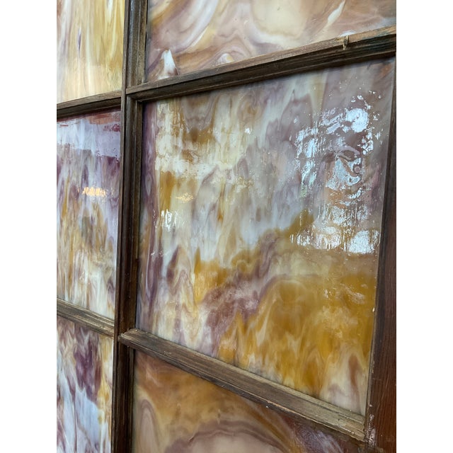 Vintage Architectural Slag Glass Window Frame For Sale In Raleigh - Image 6 of 8