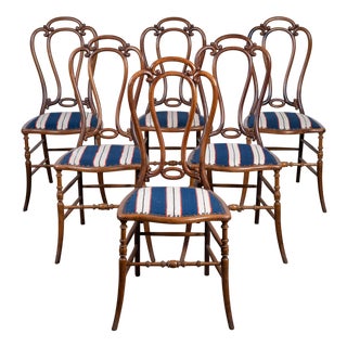 Art Nouveau Beechwood Café Chairs by W. Giessing, 1930s, Set of 6 For Sale