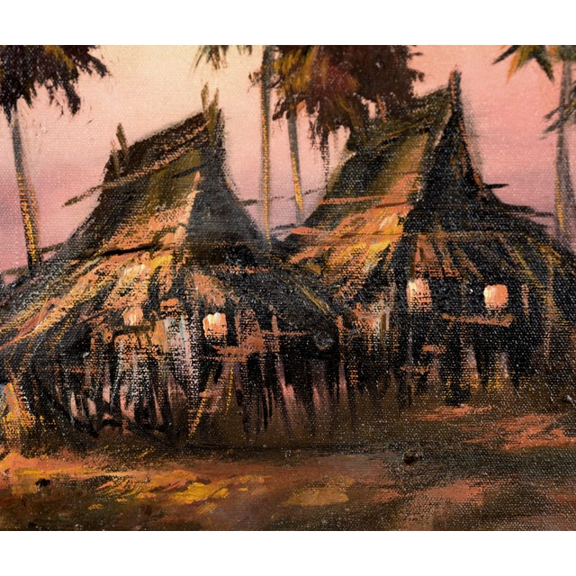 Filipino Fishing Village at Sunset - Tropical Landscape in Oil For Sale - Image 4 of 10