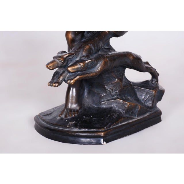 Vintage Art Deco Sculpture in Ceramic and Bronze by Jan Lichtág, 1930s For Sale - Image 6 of 12