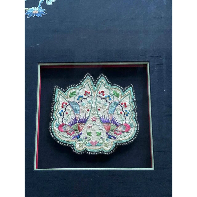 Chinese Framed Antique Embroidered Purse Qing Dynasty Provenance For Sale - Image 3 of 10