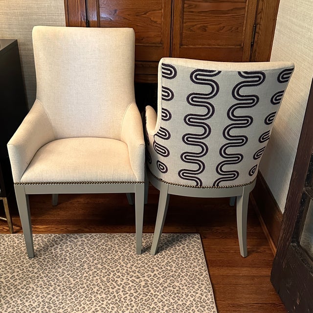 Pair of Woodbridge Addison Chairs With Thibaut Fabric Chairish