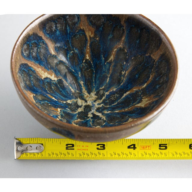 Chinese Temmoku Variant Glaze Tortoiseshell Tea Bowl, Stamped Mark For Sale - Image 9 of 9