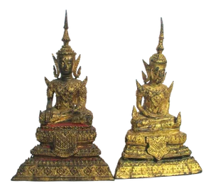Thai Gilt Bronze Buddha-- 2 Vintage - a Pair